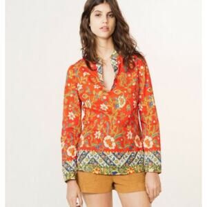 Tory Burch Boho Stephanie Floral‎ Tunic Top in Samba Batik Size 0